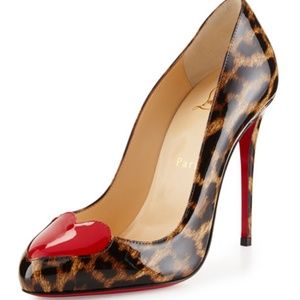 Christian Louboutin Doracora Leopard-Print Heart Red Sole Pump 7.5